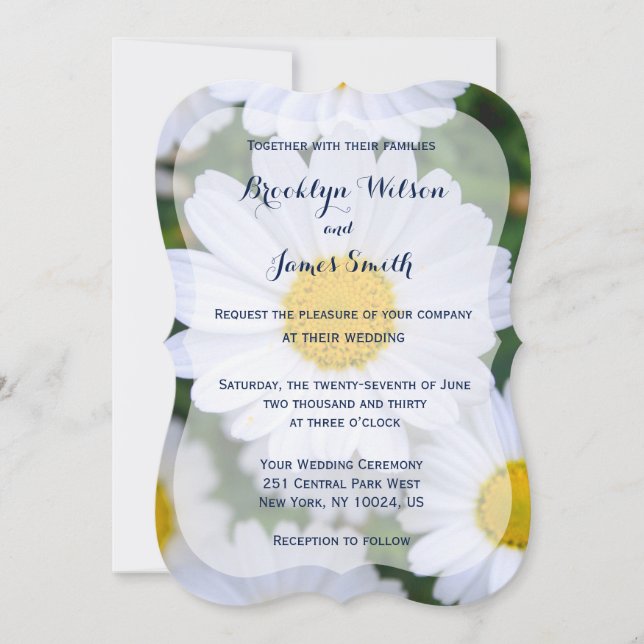 Floral Wedding Invitations With Daisy (Front)
