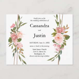 Floral Wedding Invite Postcard