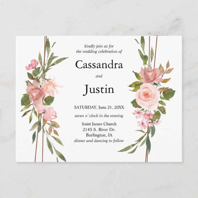 Floral Wedding Invite Postcard (Front)