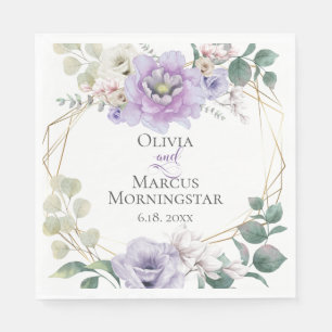 Floral Wedding Lavender Peonies Botanical Napkin