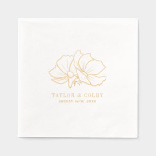 Floral Wedding Line Art Foil Napkins