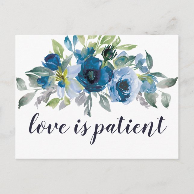 Floral Wedding Love is Patient Change the Date Postcard (Front)