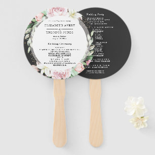 Floral Wedding Luxury Black Pink Hand Fan