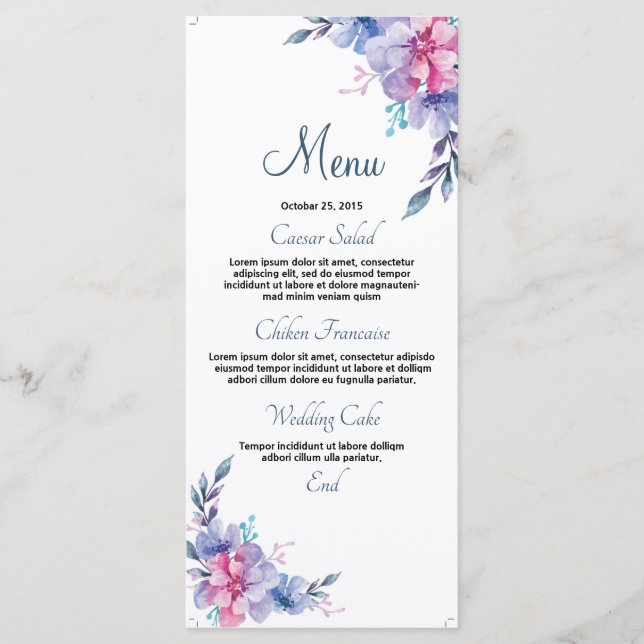Floral Wedding Menu Card (Front)