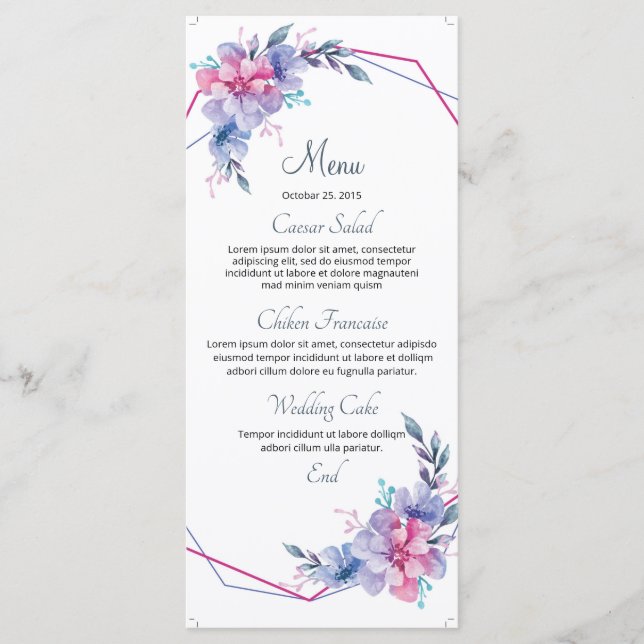 Floral Wedding Menu Card (Front)