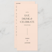 Floral Wedding Menu in Peach
