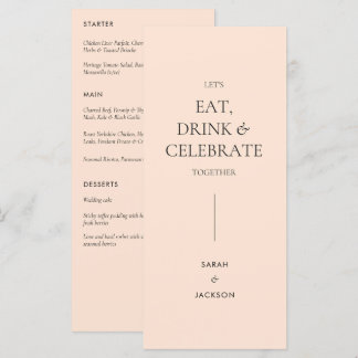 Floral Wedding Menu in Peach
