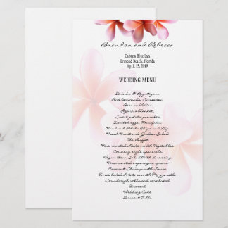 Floral Wedding Menu Pink Plumeria