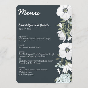 Floral Wedding Menu With White Flowers