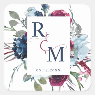 Floral Wedding Monogram Envelope Seal / Favour