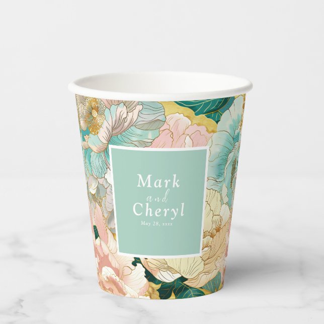 Floral Wedding Paper Cups (Front)