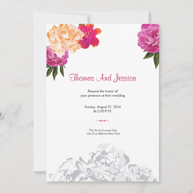 Floral Wedding party invitation (Front)