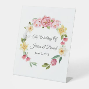 Floral Wedding Pedestal Sign
