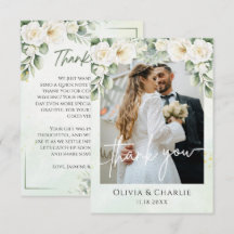 Floral Wedding Photo Thank You Card