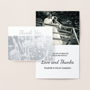 Floral Wedding Photo Thank You Foil Card