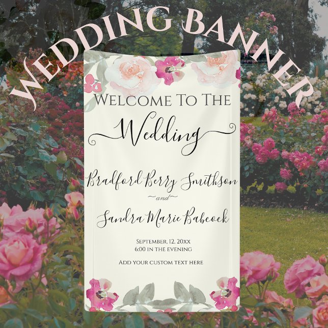    Floral Wedding Pink Floral Wedding Welcome Banner (Creator Uploaded)