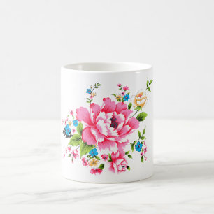 Floral Wedding Pink Peony bunch of flowers Coffee Mug