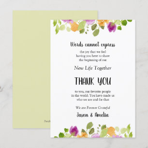 Floral Wedding Place Setting Thank You