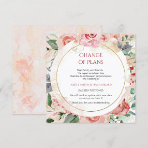 Floral Wedding Postponed - Change of Plans Invitation