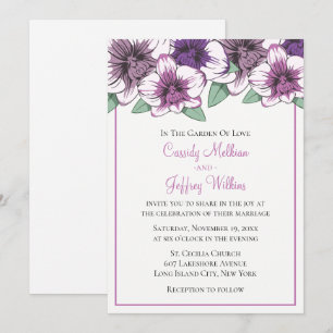 Floral Wedding Purple Orchid Flowers Botanical Invitation