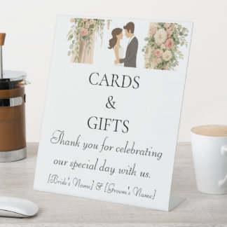 Floral Wedding Reception Decor Pedestal Sign