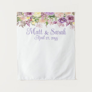 Floral Wedding Reception Purple Flower Photo Booth Tapestry