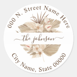 Floral Wedding Return Address Classic Sticker