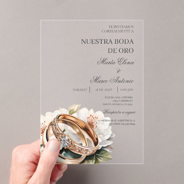 Floral wedding ring acrylic wedding  acrylic invitations (Insitu (Handheld))