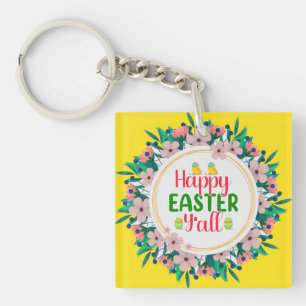 Floral Wedding Round Frame-23045 Key Ring