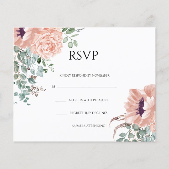 Floral Wedding RSVP Card Flyer (Front)