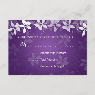 Floral Wedding RSVP Exotic Blooms Purple Card