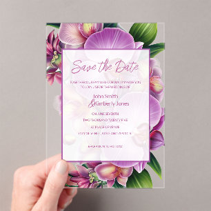 Floral Wedding Save the Date Acrylic Invitations