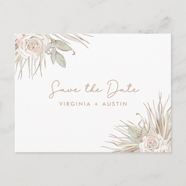 Floral Wedding Save The Date Announcement Postcard (Front)