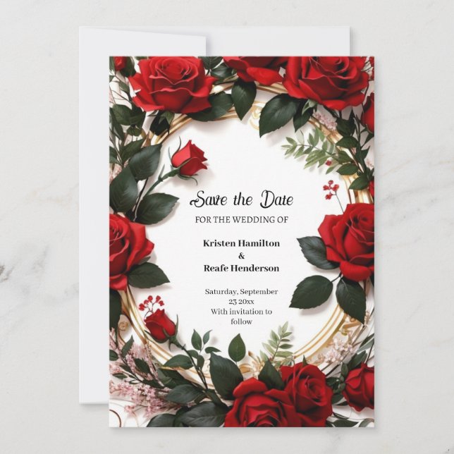 Floral Wedding Save the Date Card (Front)