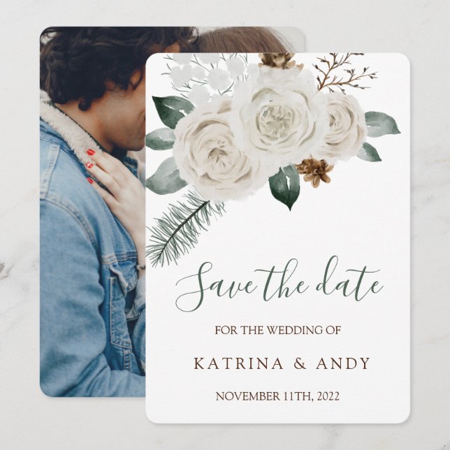 Floral Wedding Save The Date Cards (Front/Back)