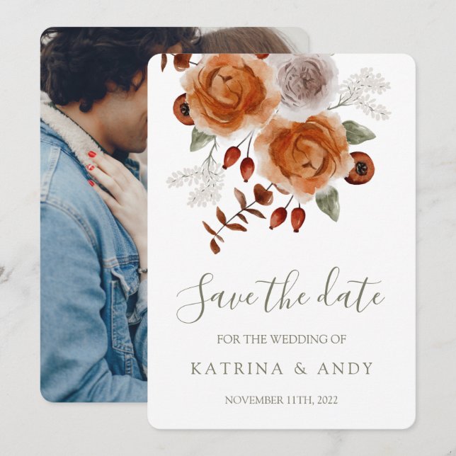 Floral Wedding Save The Date Cards (Front/Back)