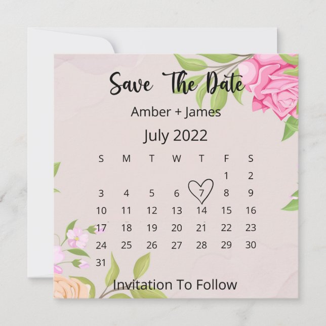 Floral Wedding Save The Date Flat Card (Front)