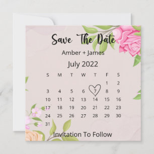 Floral Wedding Save The Date Flat Card