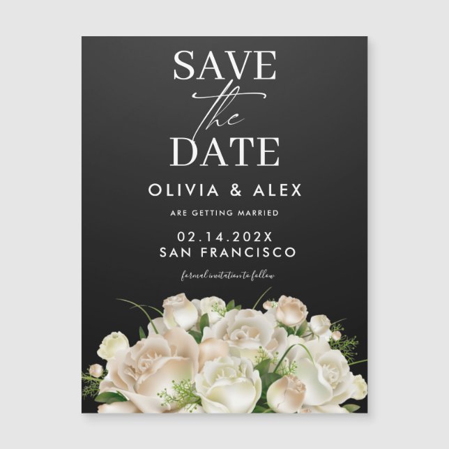 Floral Wedding Save The Date Magnetic Invitation (Front)