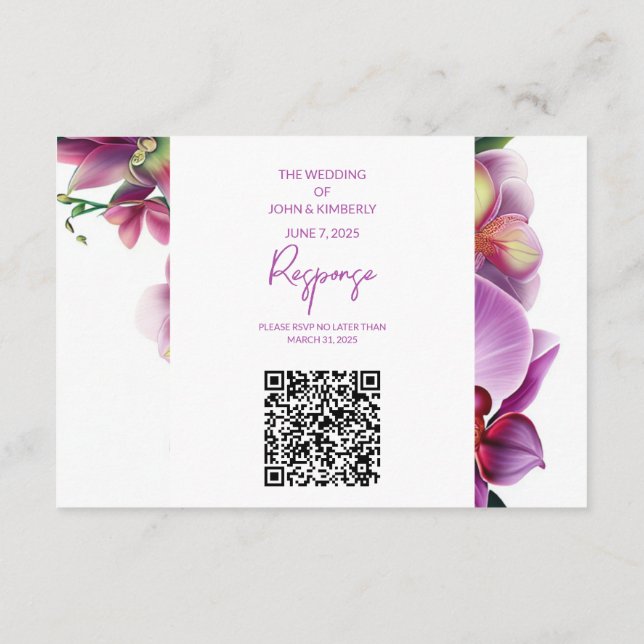 Floral Wedding Save the Date with Photo & QR Code Enclosure Card (Back)
