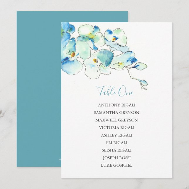Floral Wedding Seating Chart, Table Plan Invitation (Front/Back)