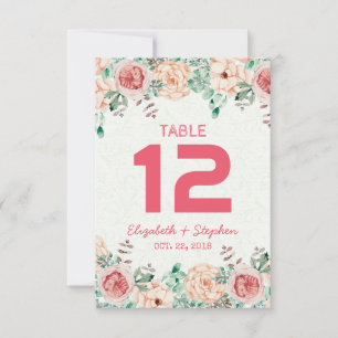 Floral Wedding Seating Place Table Number / Escort