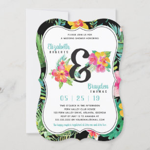 Floral Wedding Shower Invitation, Tropical Invitation