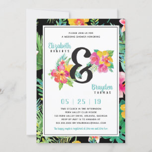 Floral Wedding Shower Invitation, Tropical Invitation