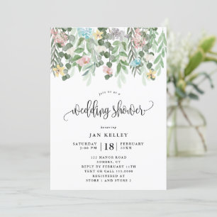 Floral Wedding Shower, Watercolor Cottage Flowers Invitation