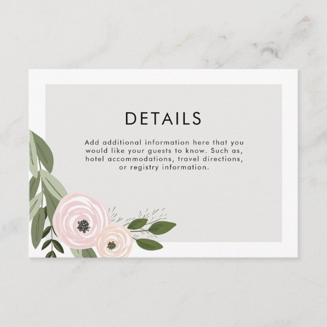 Floral Wedding Sprigs Details Enclosure Card (Front)