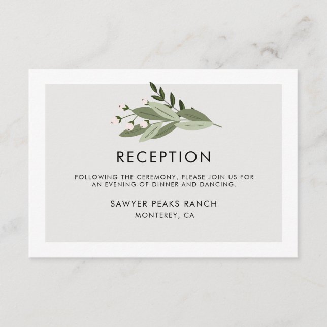 Floral Wedding Sprigs Reception Enclosure Card (Front)