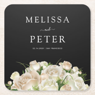 Floral  Wedding Square Paper Coaster