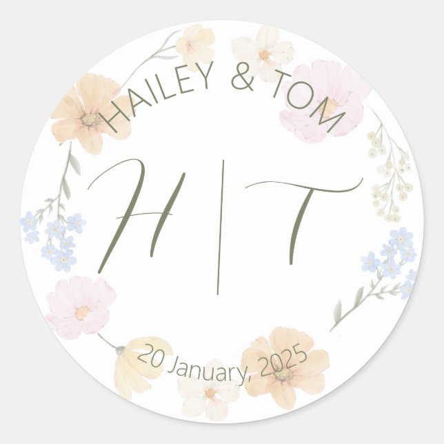 Floral Wedding Sticker (Front)