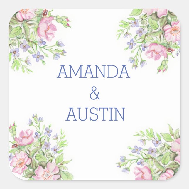 Floral Wedding Stickers & Labels (Front)